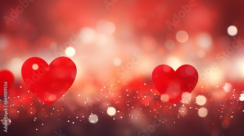 Red Heart Bokeh Background Valentine Day Greeting