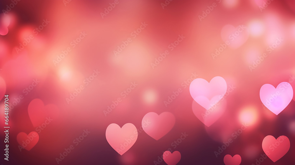Beautiful Valentine Pink Blurred Hearts Background