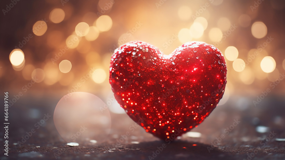 Beautiful Valentines Day Heart with Sparkling Bokeh Effect