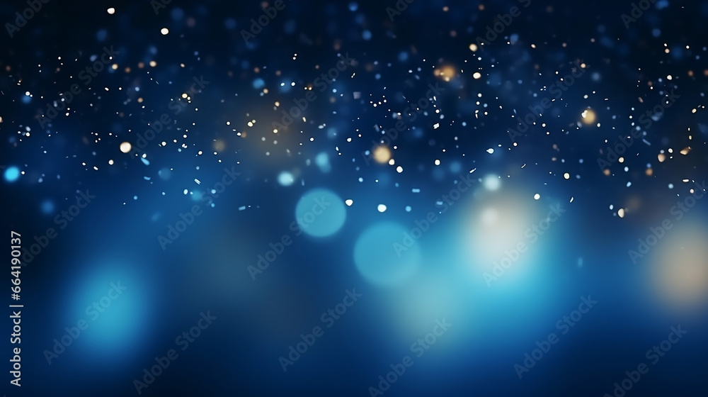 Beautiful Blurred Bokeh Light on Dark Blue Background