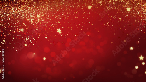 Elegant Red Festive Background with Golden Glitter photo