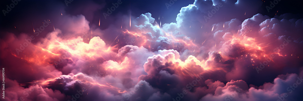 abstract cloud background illuminated with lights at night