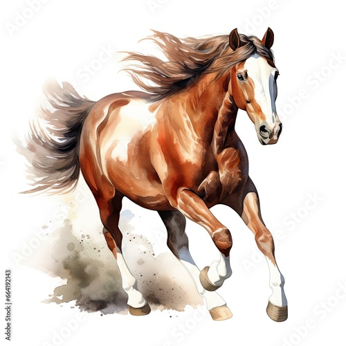 Horse running in watercolor design.