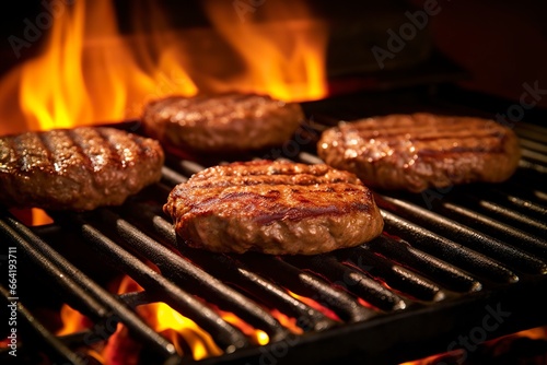 Hamburgers on the grill.