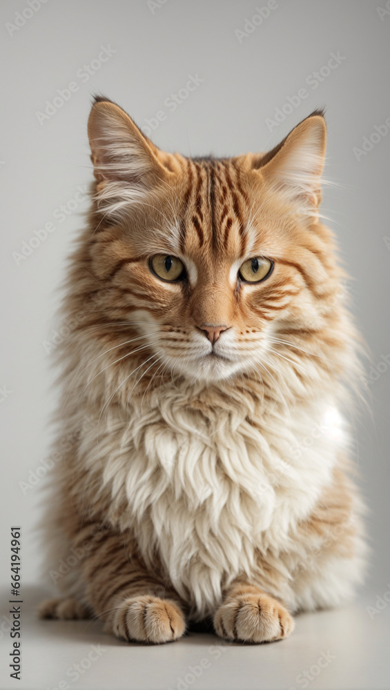 cat isolated on a white background. Backdrop with copy space