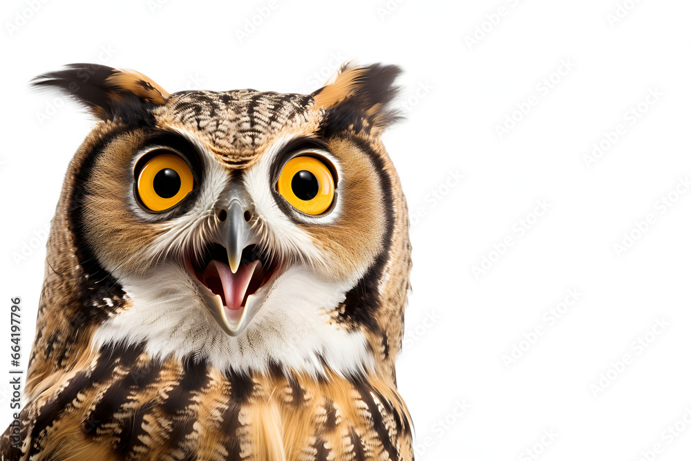 surprised cute owl, isolated on white background. surprised cute owl, isolated on white background.