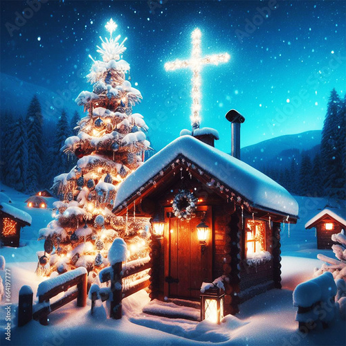 christmas tree in the snow
