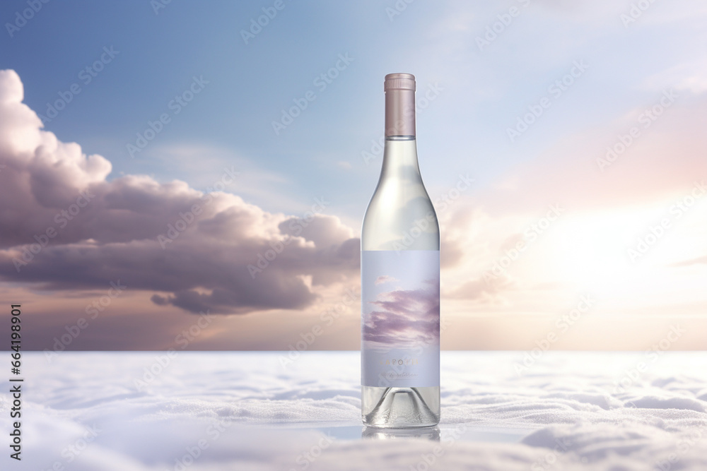 Mockup of luxury wine bottle on a natural style background Mockup of luxury wine bottle on a natural style background