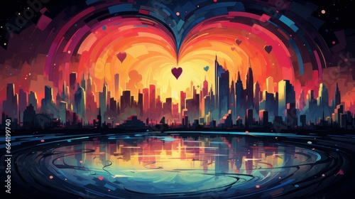 heart on the background of the city