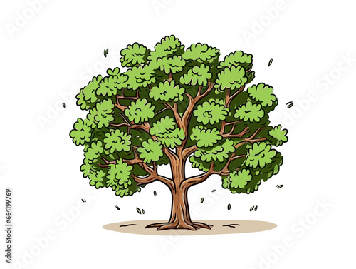 Doodle Chestnut tree, cartoon sticker, sketch, vector, Illustration, minimalistic