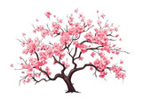 Doodle Almond blossom tree, cartoon sticker, sketch, vector, Illustration, minimalistic