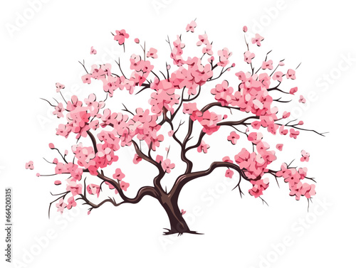 Doodle Almond blossom tree, cartoon sticker, sketch, vector, Illustration, minimalistic © Ava