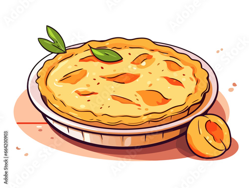 Doodle Peach pie, cartoon sticker, sketch, vector, Illustration, minimalistic