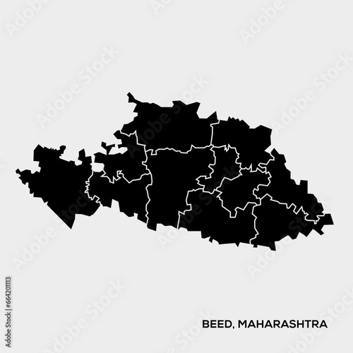 Beed district with Taluqa aria map vector icon on white background. Beed district Maharashtra.