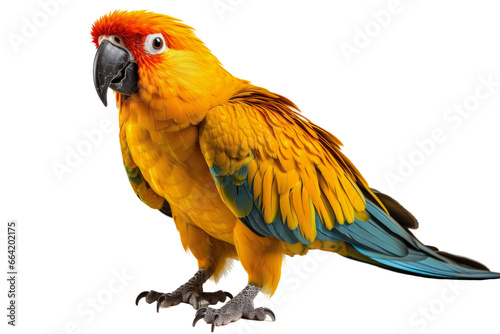 Beautifully yellow and blue parrot macaw bird isolated on a transparent background © Atchariya63