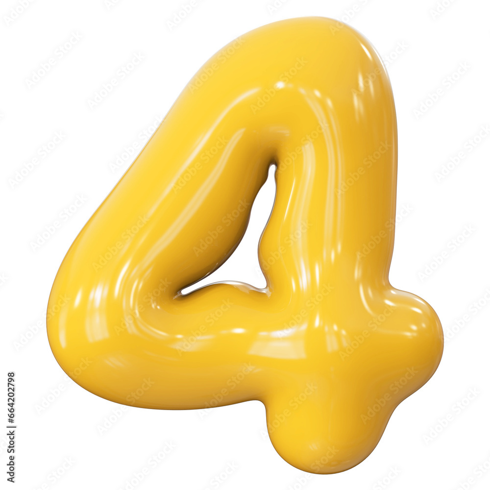 Yellow Number 4 Bubble Yellow Number 4 Bubble