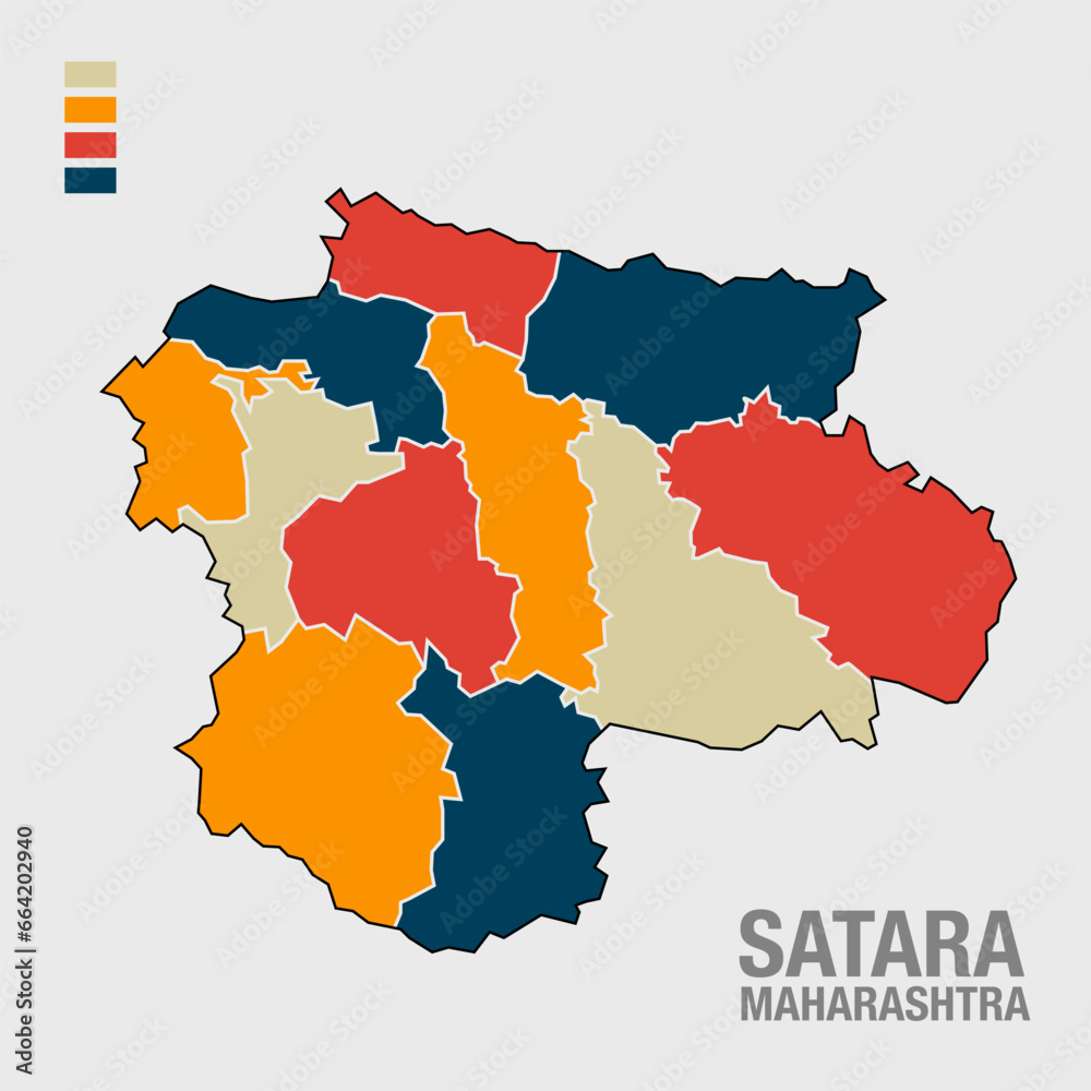 Satara district map design with all Taluka Aria boundaries