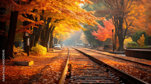 An abandoned railway line in autumn