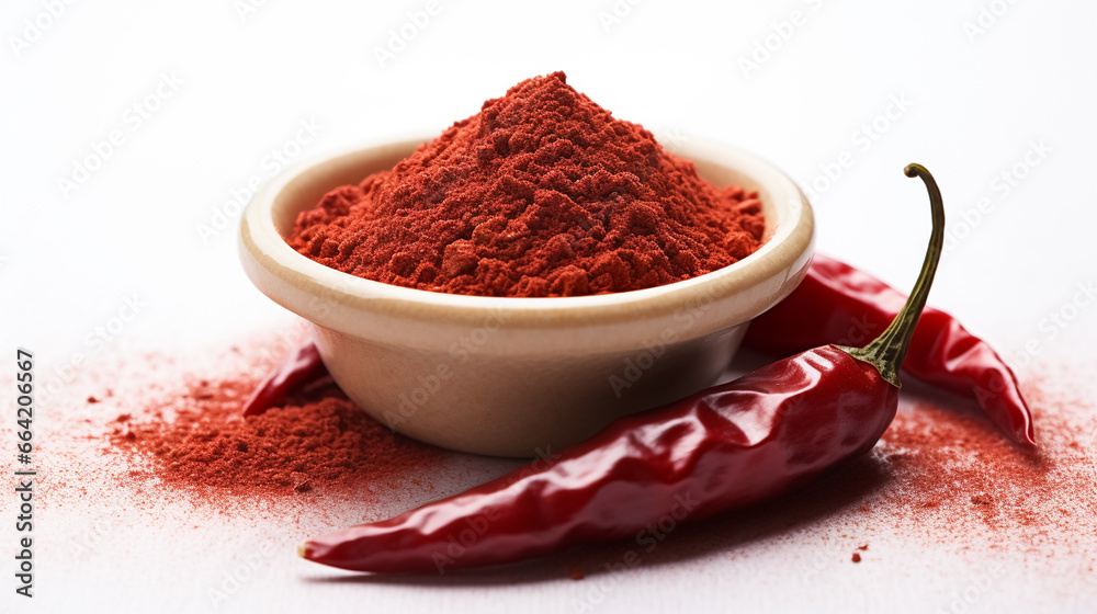 Red paprika powder isolated on white background Red paprika powder isolated on white background