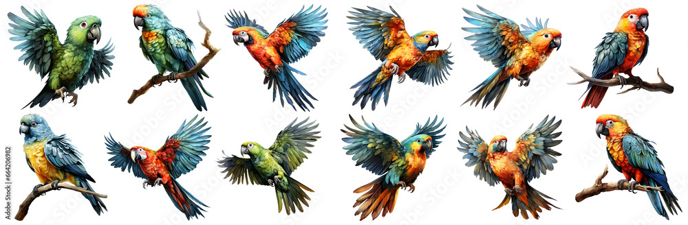 parrot watercolor illustration, generative AI