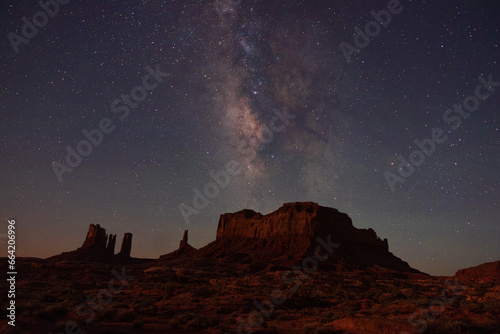 Monument valley clear night sky with milky way