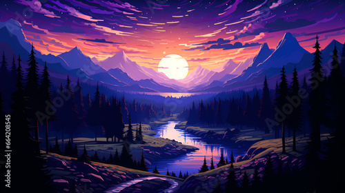 sunset in mountains | generative ai