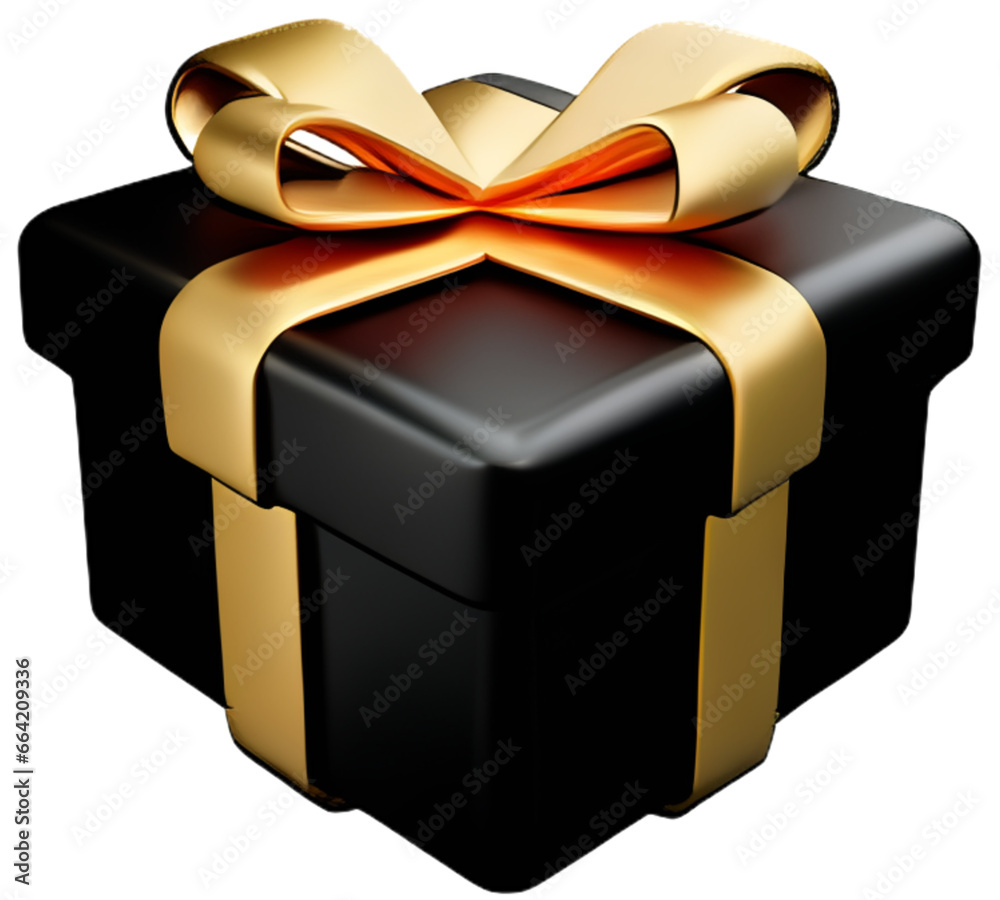 3d black gift box with golden ribbon bow isolated on white background, 3d render modern holiday surprise box flying Realistic vector icon for birthday gift or wedding banner. 3d black gift box with golden ribbon bow isolated on white background, 3d render modern holiday surprise box flying Realistic vector icon for birthday gift or wedding banner.