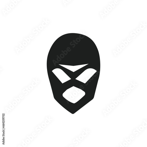 Criminal masked thief man face, robber icon. Bandit. Vector illustration style is flat iconic symbol