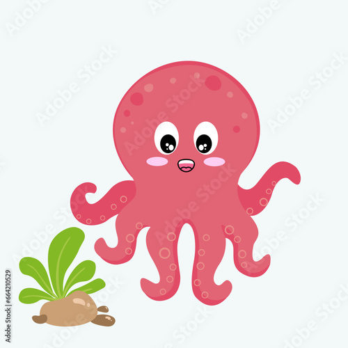 Vector cartoon drawing of an octopus