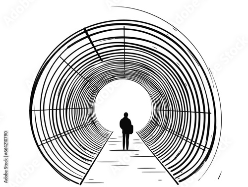 Doodle Underground tunnel, cartoon sticker, sketch, vector, Illustration, minimalistic