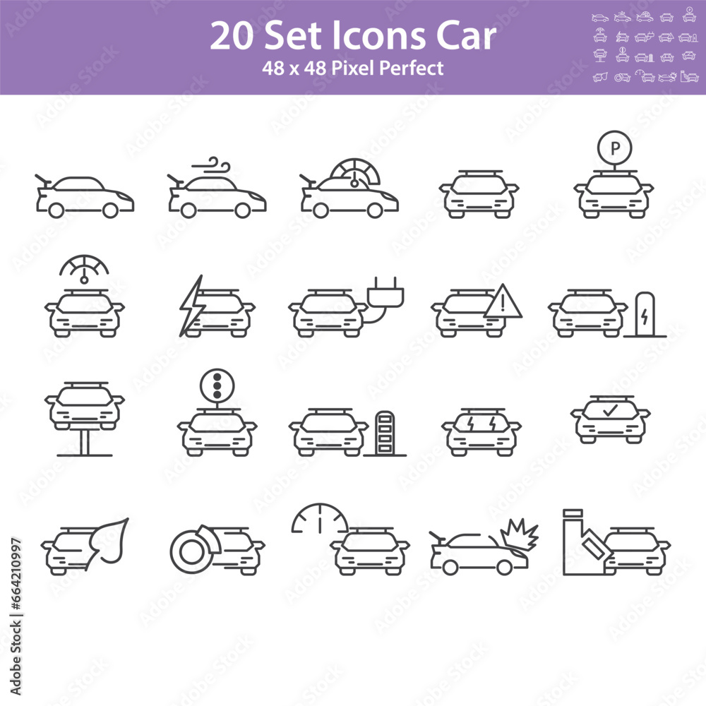 Set of Simple Vector Car Line Icons. Contains car technology, Electricity, environment etc, strokes can be edited. Set of Simple Vector Car Line Icons. Contains car technology, Electricity, environment etc, strokes can be edited.