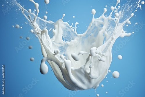 Closeup of milk splash. Generative AI
