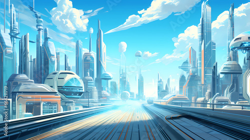 futuristic city filled with skyscrapers