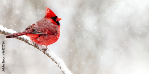 Print op canvas Red Cardinal in Winter: A Symbolic Reminder of Loss and Renewal