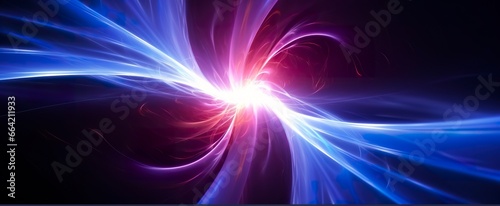 Neon colored glowing high energy singularity in space, 3D rendering. photo