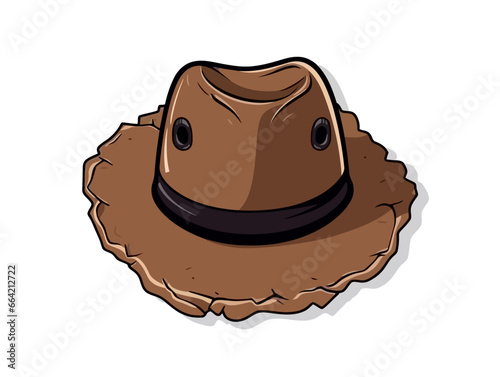 Doodle Hat in a hole, cartoon sticker, sketch, vector, Illustration, minimalistic