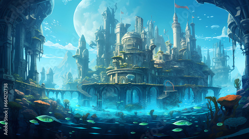 underwater city with glass roads