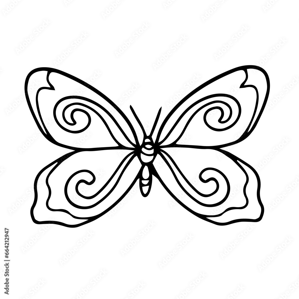 Beautiful butterfly isolated on white background. line. Insect. Vector illustration Beautiful butterfly isolated on white background. line. Insect. Vector illustration