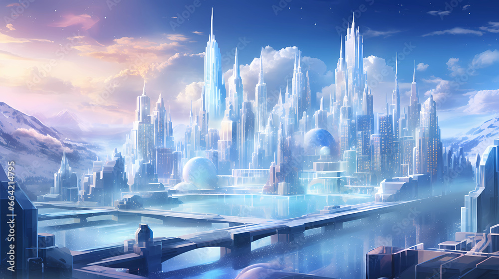 A city constructed entirely from sparkling crystals
