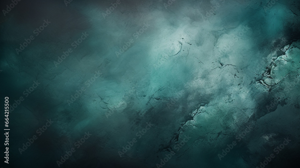 Elegant dark emerald green background with black shadow border and old vintage grunge texture design