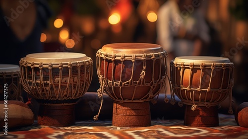 The rhythmic beats of African drums resonate photo
