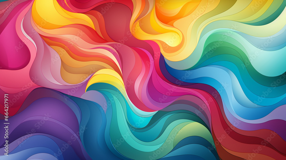 Abstract background of rainbow groovy Wavy Line design in 1970s Hippie Retro style Abstract background of rainbow groovy Wavy Line design in 1970s Hippie Retro style