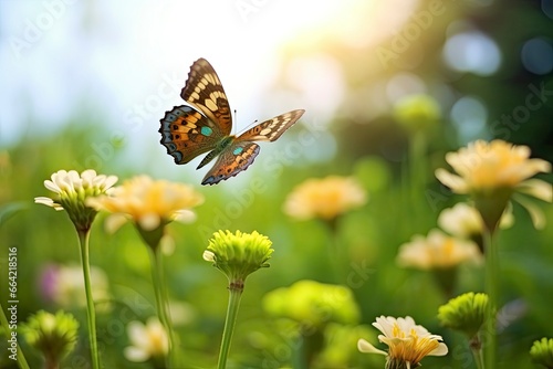 Butterfly Flying over the Meadow. © Ahasanara