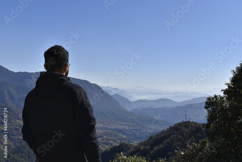 person in the mountains