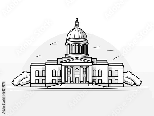 Doodle Georgia State Capitol, cartoon sticker, sketch, vector, Illustration, minimalistic