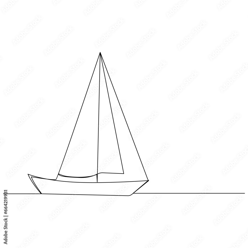 Sailboat continuous one line vector art illustration Sailboat continuous one line vector art illustration
