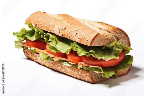 Gourmet sandwich isolated on white background. © Ahasanara