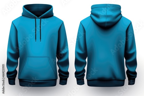 Front and Back of an Editable male blue hoodie.