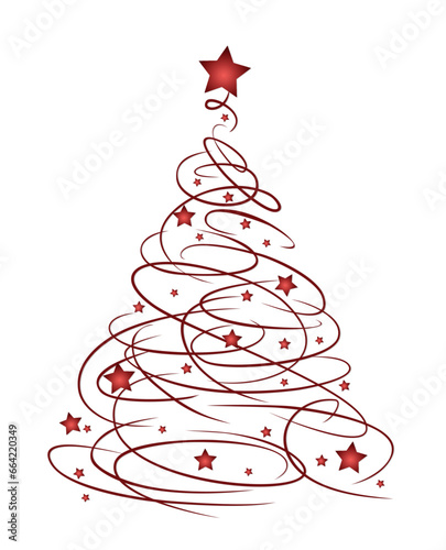 The red christmas tree with stars.