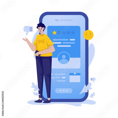 Customer feedback with bad review vector illustration